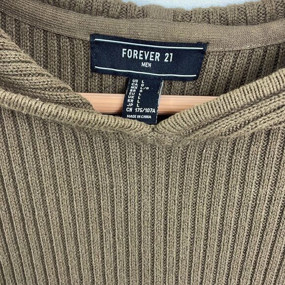 Forever21 |Olive hooded Ribbed sweater Lg ,long sleeve. - Picture 3 of 3